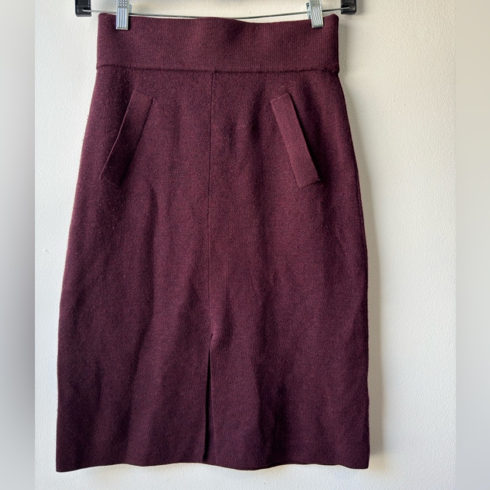 Club Monaco 100% Wool Deep Wine Pencil Skirt